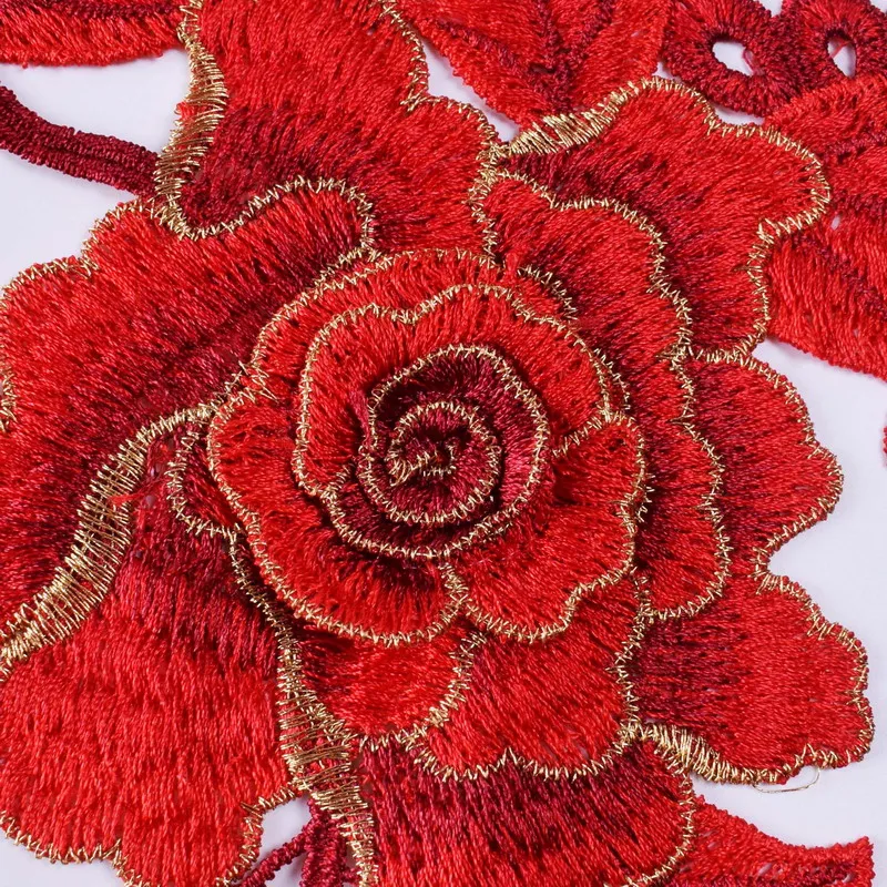 Красный цветок вышитые кружева декольте DIY воротник декольте Venise кружева аппликация Ткань швейные принадлежности Скрапбукинг NL311