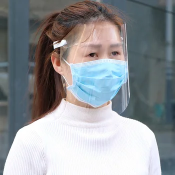 

10pcs Transparent Protective Full Face Mask Plastic PVC Anti-fog Anti-droplet Empty Top Hat Removable Dual-purpose Mask