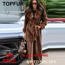 TOPFUR, зимние пальто X-long, настоящая норковая шуба, женская шуба из натуральной норки с норковым воротником, пальто с длинными рукавами для женщин