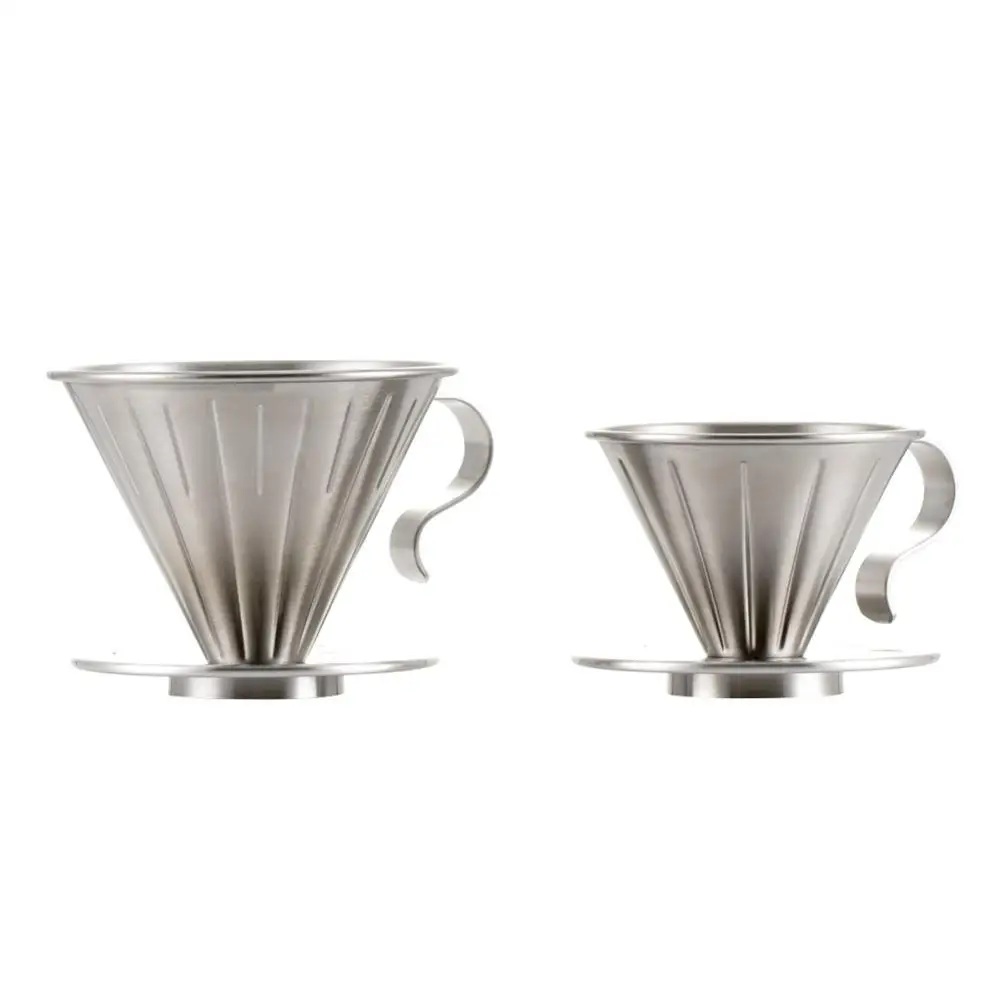 

Stainless Steel Cone Coffee Dripper Cup With Elegant Handle Coffeeware Kitchen Dining Tool Coffee Filter*