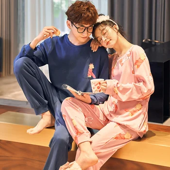 

Cotton Pajamas New Men And Women Matching Pajamas Couple Sleepwear Women Brand Paja