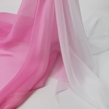 

30D Light Weight Chiffon Material Tissue Dancing Cloth Pink White Gradient Chiffon Fabric Gauze
