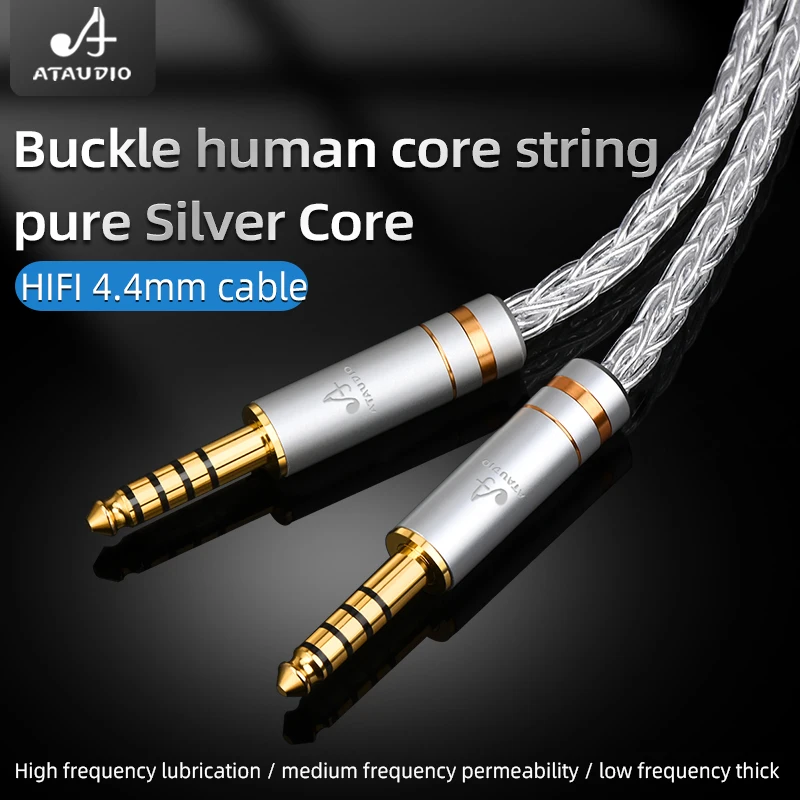 Pure silver HIFI  4.4mm Balance to 4.4 Balanced Audio Adapter Cable 4.4 Male to Male plug for HIBY zx300 NW WM1Z A ifi