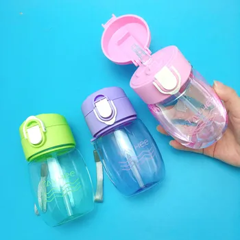 

330ml Child Pipette Water Bottle With A Rope To Carry And Prevent Leakage Plastic Kids Water Bottle
