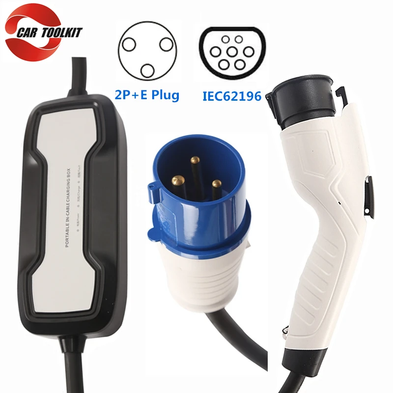 Зарядное устройство для электромобиля тип 2 32A IEC62196 Schuko 16A зарядный кабель уровень