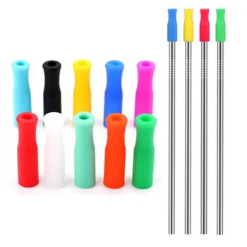 

500pcs Multicolored Reusable Food Grade Silicone Straws Tips Cover Straws For 30oz 20oz 6mm Diameter Stainless Metal Straws