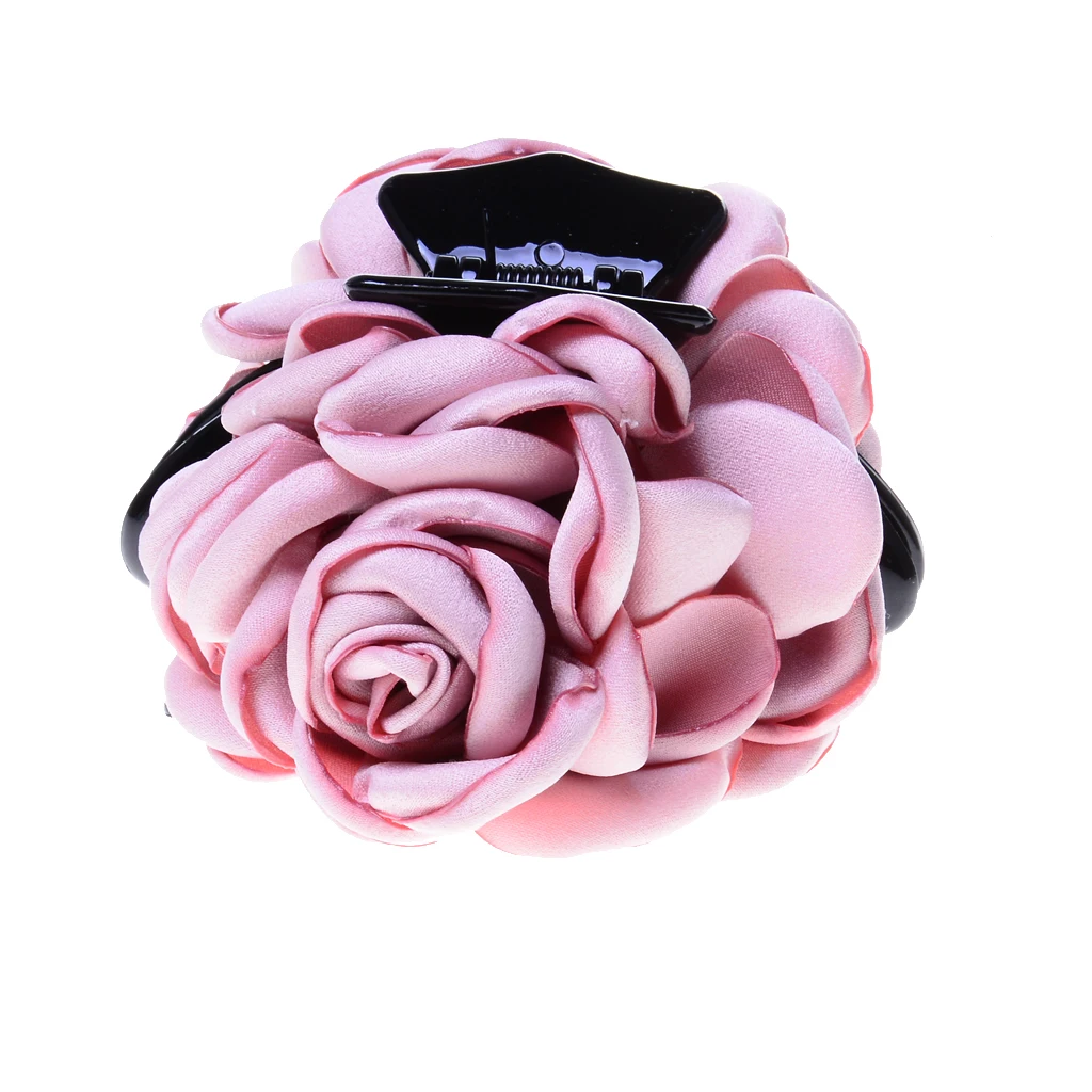Vintage Fabric Rose Flower Large Hair Clamp Claw Jaw Accessories Gift 4 Colors