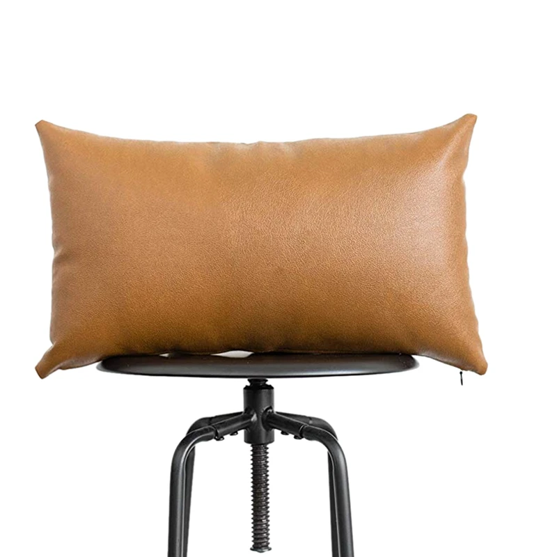 Decorative Lumbar Throw Pillow Cover Only For Couch,Sofa,Or Bed Modern Quality Design Faux Leather Milo Lumbar(12 Inchx20