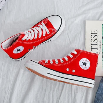 

Women Canvas Women Shoes 2020 Antumn Fashion Comfortable Sneakers Shoelace High-top Student Casual Flats Fashion Shoes W31-07