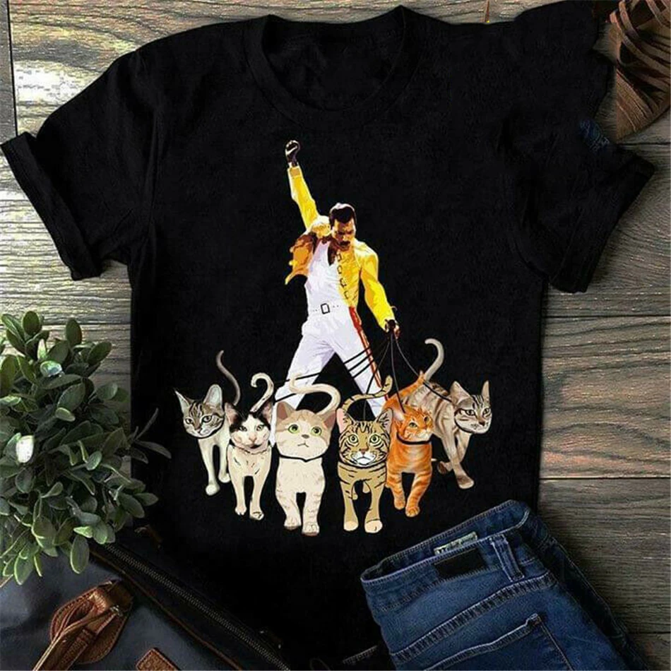 Freddie Mercury And His Cats Мужская футболка Размер S-3Xl Приталенная | одежда