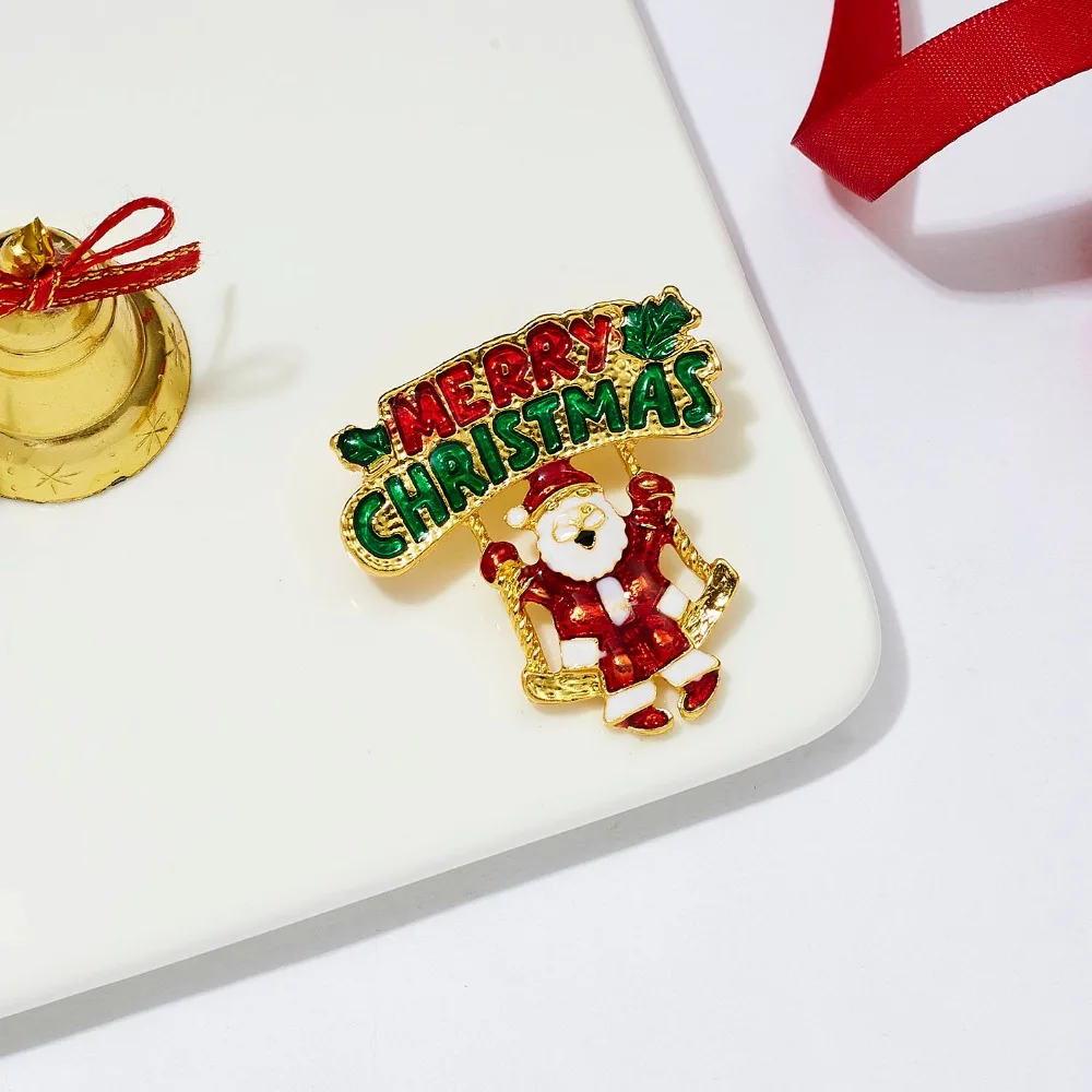 Merry Christmas броши на булавке милый Санта Клаус шляпа прекрасный Лось подарок эмаль значок брошь год Рождество Санта Клаус брошь с животными