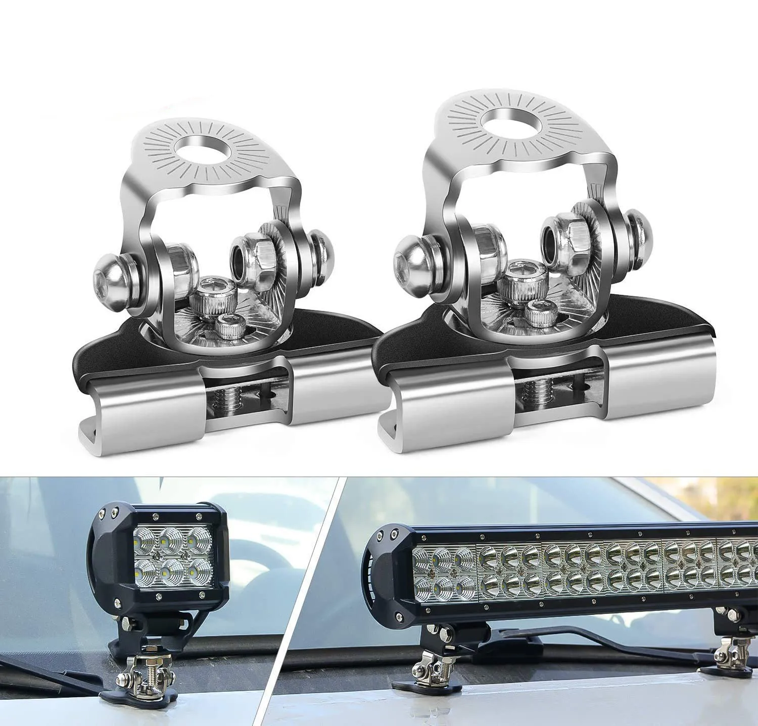 

1Pair Car Light Holder Engine Hood Cover Pillar Edge Lamp Clamp Bracket Adjustable Offroad SUV Led Work Light Mounting Clip