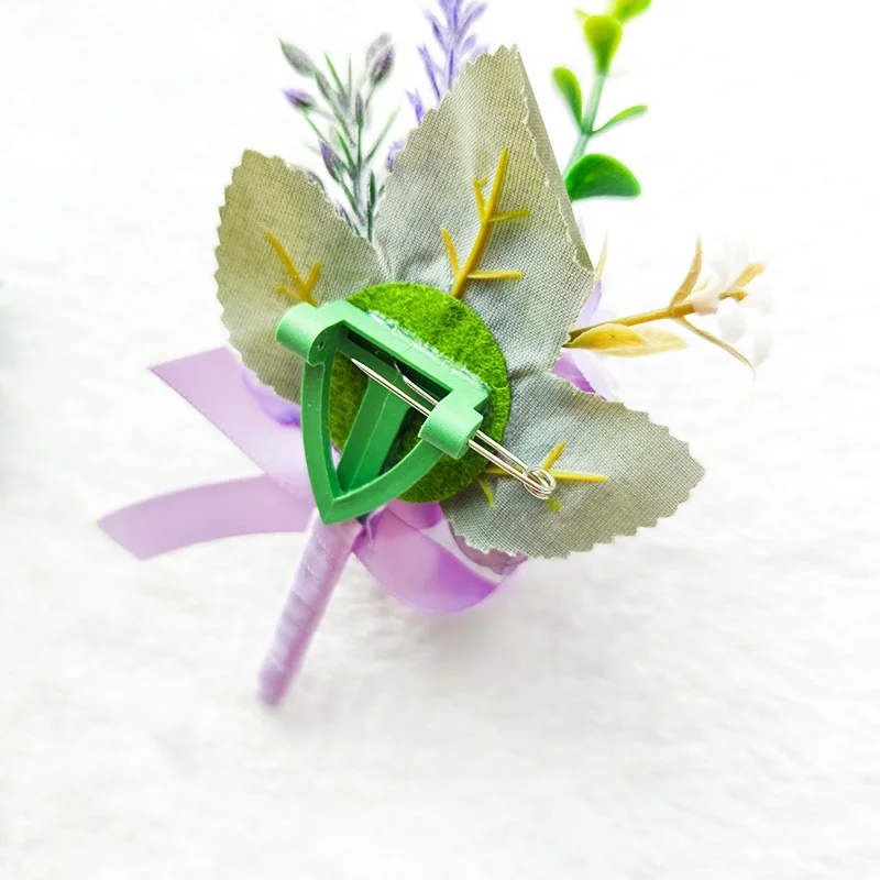 4 Boutonnieres Viola Con Fiori Finti Per Uomo – Spilla Da Taschino Per Matrimonio, Cerimonie E Ballo Di Fine Anno