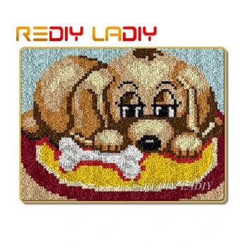 

Latch Hook Kits Make Your Own Rug Dog & Bone Crocheting Cushion DIY Carpet Rug Set Acrylic Yarn Printed Canvas Hobby & Crafts