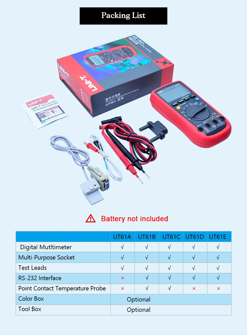 UNI T UT61A UT61B ut61c UT61D UT61E Цифровой мультиметр Туре RMS AC DC метр Программы для компьютера