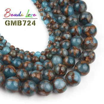 

Natural Lake Blue Cloisonne Stone Round Loose Spacer Beads For Jewelry Making 6 8 10 mm 15 inch Diy Jewellery Necklace Wholesale