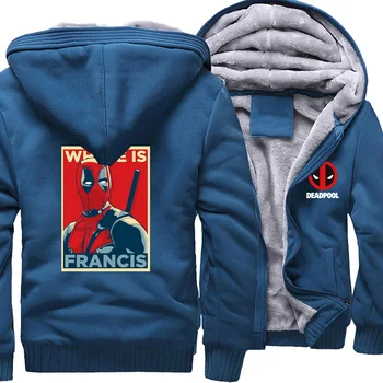 

Winter Sportswear 2019 Hoody New Coat Thick Mens Fashion Deadpool Print Sweatshirt Mens Raglan Streetwear Warm Clothing Hoodies