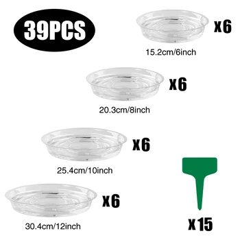 

39pcs/set Flower Pot Base Accessory Hydroponic Saucer Water Indoor Plants Drain Tray Tags Drip Clear Outdoor Gardening Tools