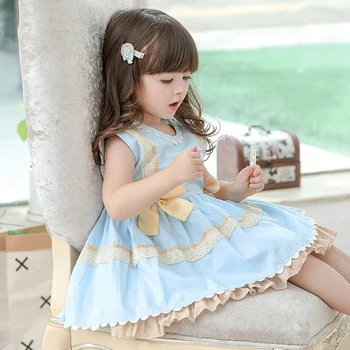 

2Pcs Baby Girls Dress 100% cotton Spanish Style Big swing Princess skirt summer children Stitching dress children's wear