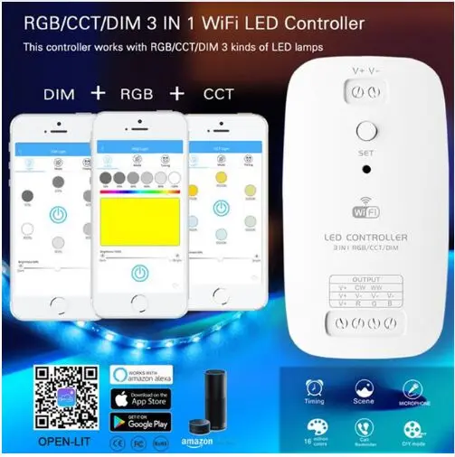 Светодиодная лента RGB / CW WW с Wi-Fi управление через Amazon Alexa Phone APP 15 А умный