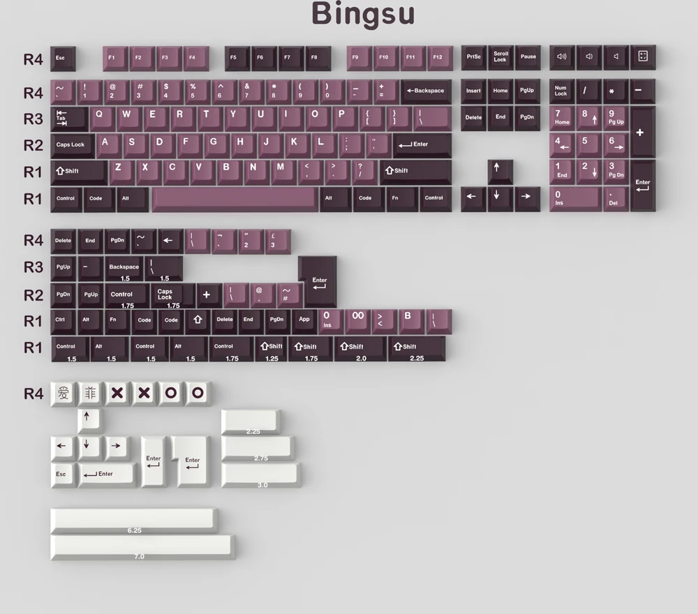 G-MKY 173 Demin/BOW/Bingsu Keycaps Cherry Profile DOUBLE SHOT ABS FONT PBT Keycaps ABS Font for MX Switch Mechanical Keyboard 
