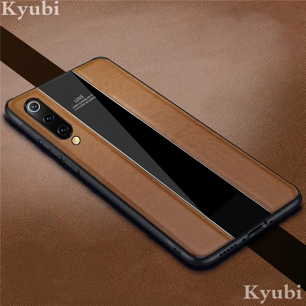 Чехол для Xiaomi Mi 9 из натуральной кожи с оргстеклом, гибридный роскошный защитный чехол на заднюю панель для Xiaomi Mi 9, чехол etui