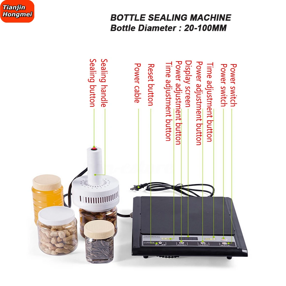 Handheld Aluminum Foil Induction Sealing Machine Heat Sealer Portable Glass Can Plastic Bottle Cap Sealing Bottles Dia 20-100mm excellent material 220v 110v 1600w heat element heating elements for triac s handheld hot air plastic welder gun