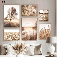 Lake Bridge Dandelion Flower Reed Quote Wall Art Canvas Painting Posters and Prints Living Room Decor Nordic Style
