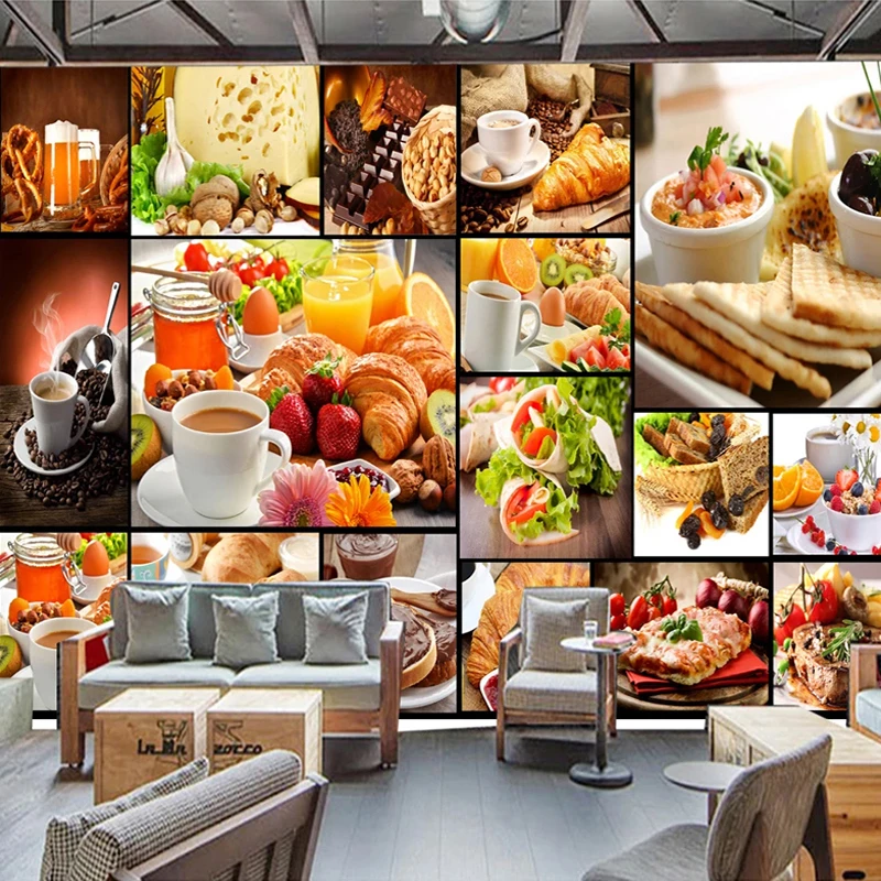Пользовательские Настенные обои Европейский Стиль выпечки хлеба молочного чая Кондитерская Декорации для Кафе Декор фотообои в виде постеров для стен 3D