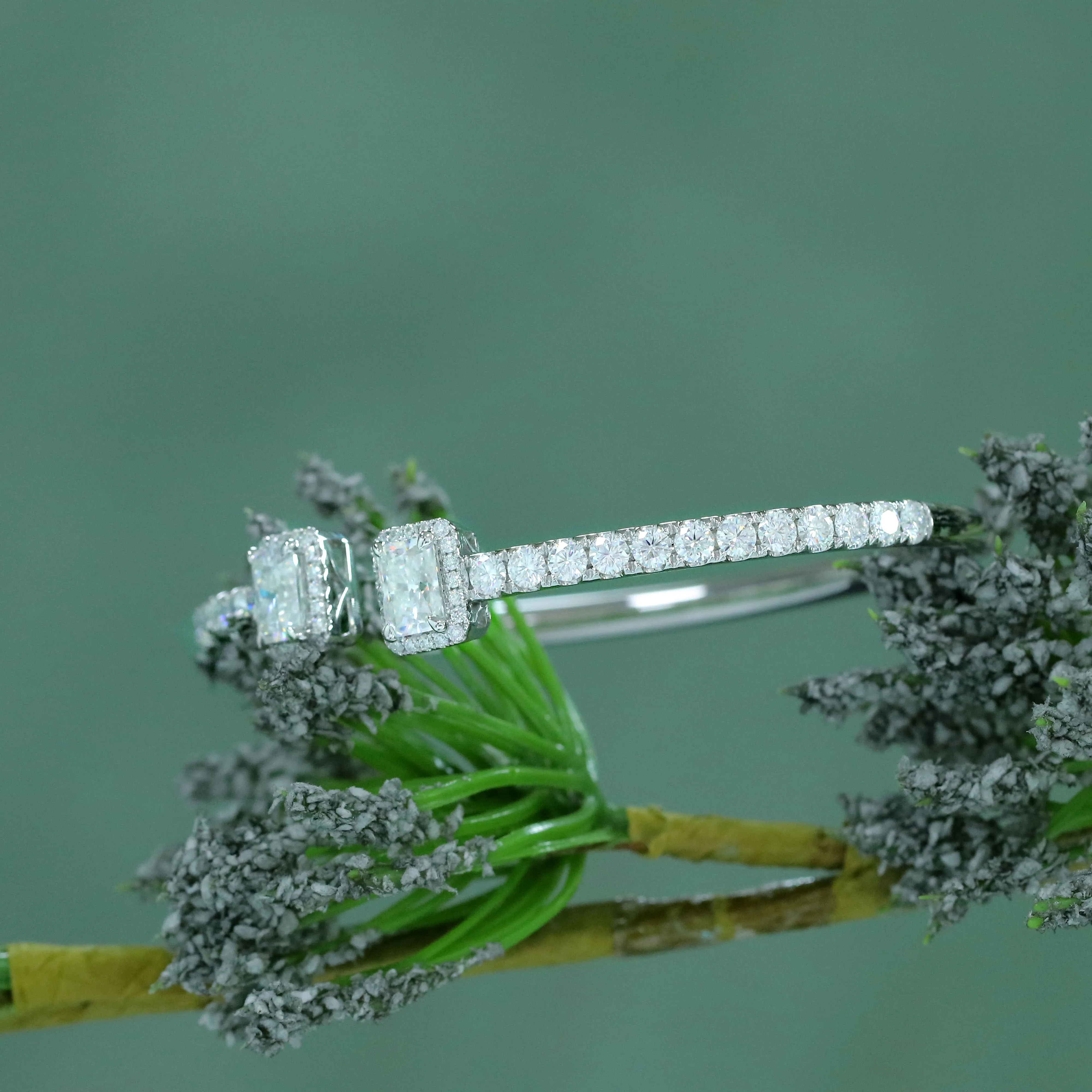 Трансвеститы 14K 585 Белое золото 2CT Сияющий с Halo F цвет Moissanite браслет для женщин ювелирные украшения юбилей свадебные подарки
