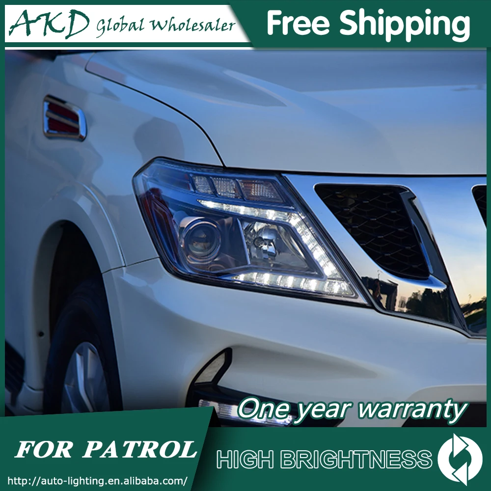 Фары для автомобиля Nissan Patrol Y62 2010 2019 DRL дневные ходовые огни головная лампа LED Bi Xenon