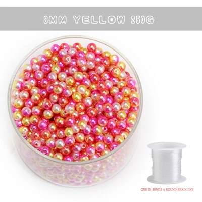 Multicolor straight hole beads DIY jewelry perforation loose beads gradient beads Environmentally imitation pearl 250g - Цвет: 6mm yellow 250g