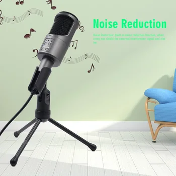 

3.5mm Jack Desktop Computer USB Condenser Microphone Office Laptop Volume Control PC Studio Noise Reduction Study Home Universal