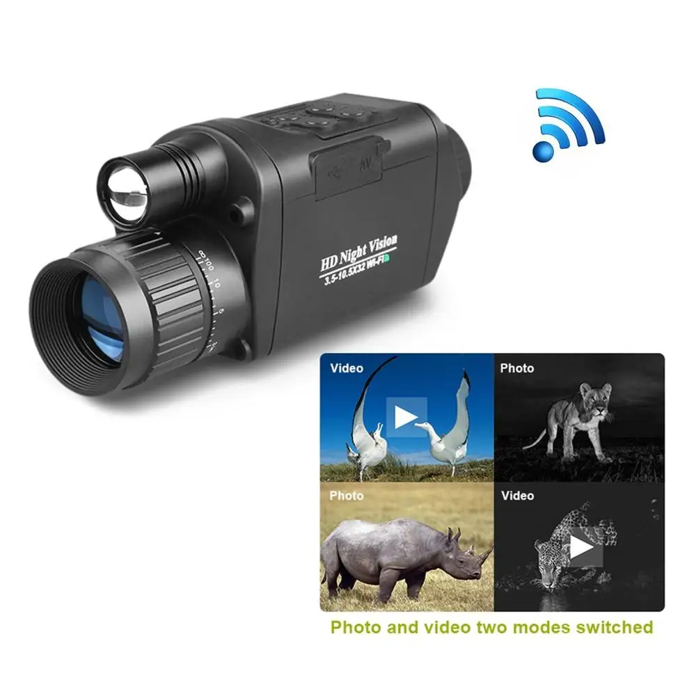 Outdoor Night Vision Monocular Telescope Hunting WiFi 3.5-10.5 x 32 HD Digital Infrared Monocular f