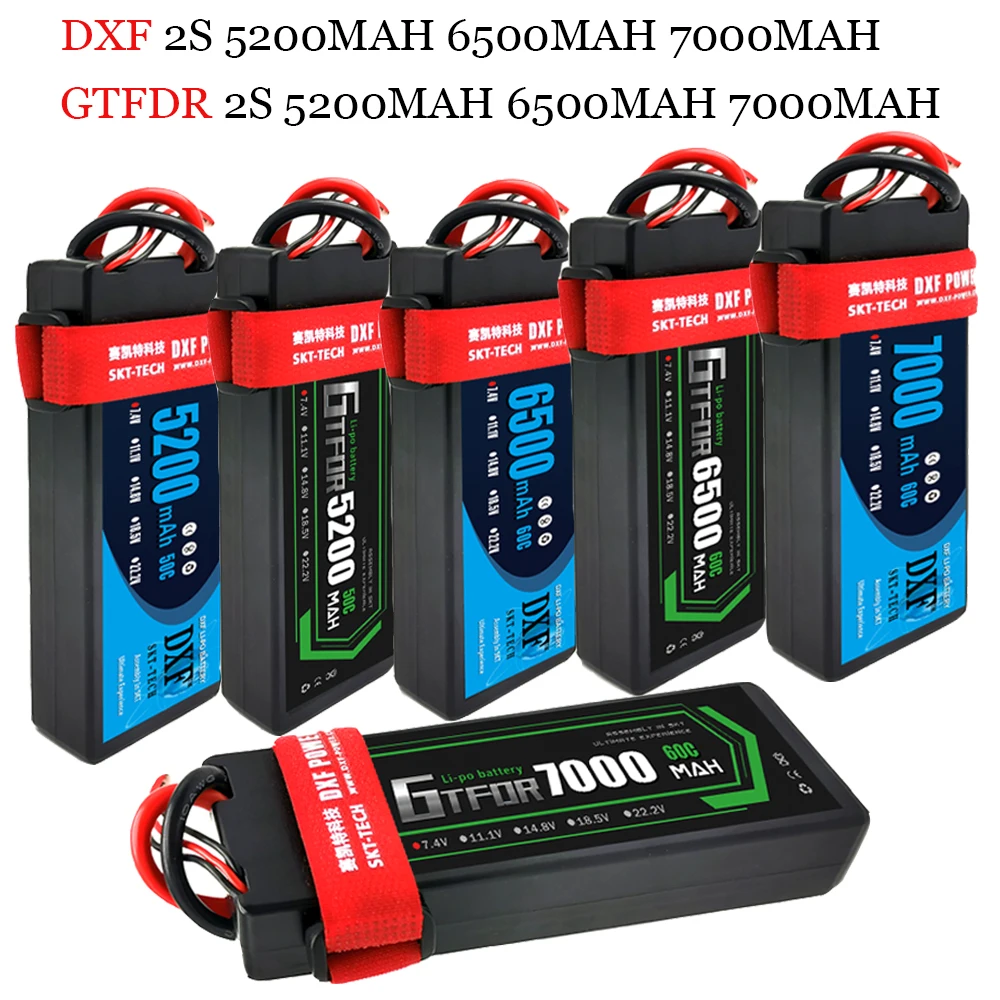Аккумулятор DXF GTFDR RC Lipo 2S 7 4 В 5200 мАч 6500 7000 с разъемом XT60 Deans/T для радиоуправляемых