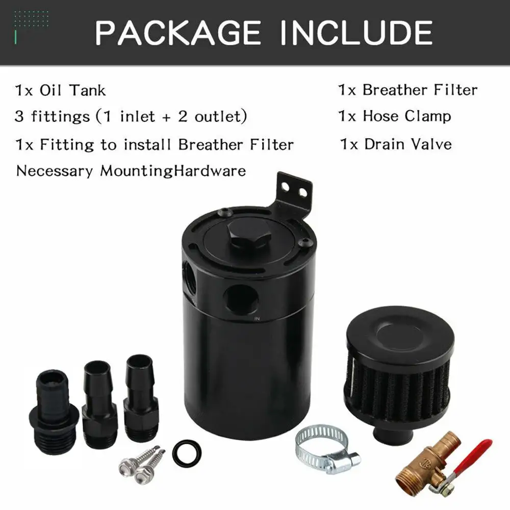 Comprar Depósito del tanque de la lata de la captura de aceite de 2 puertos Universal con el filtro de la válvula de drenaje