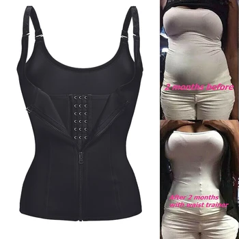 

Waist Trainer Zip Women Body Shaper Corset Workout Trimmer Sauna Sweat Vest Modeling Shapewear Adjustable Strap Compression Belt