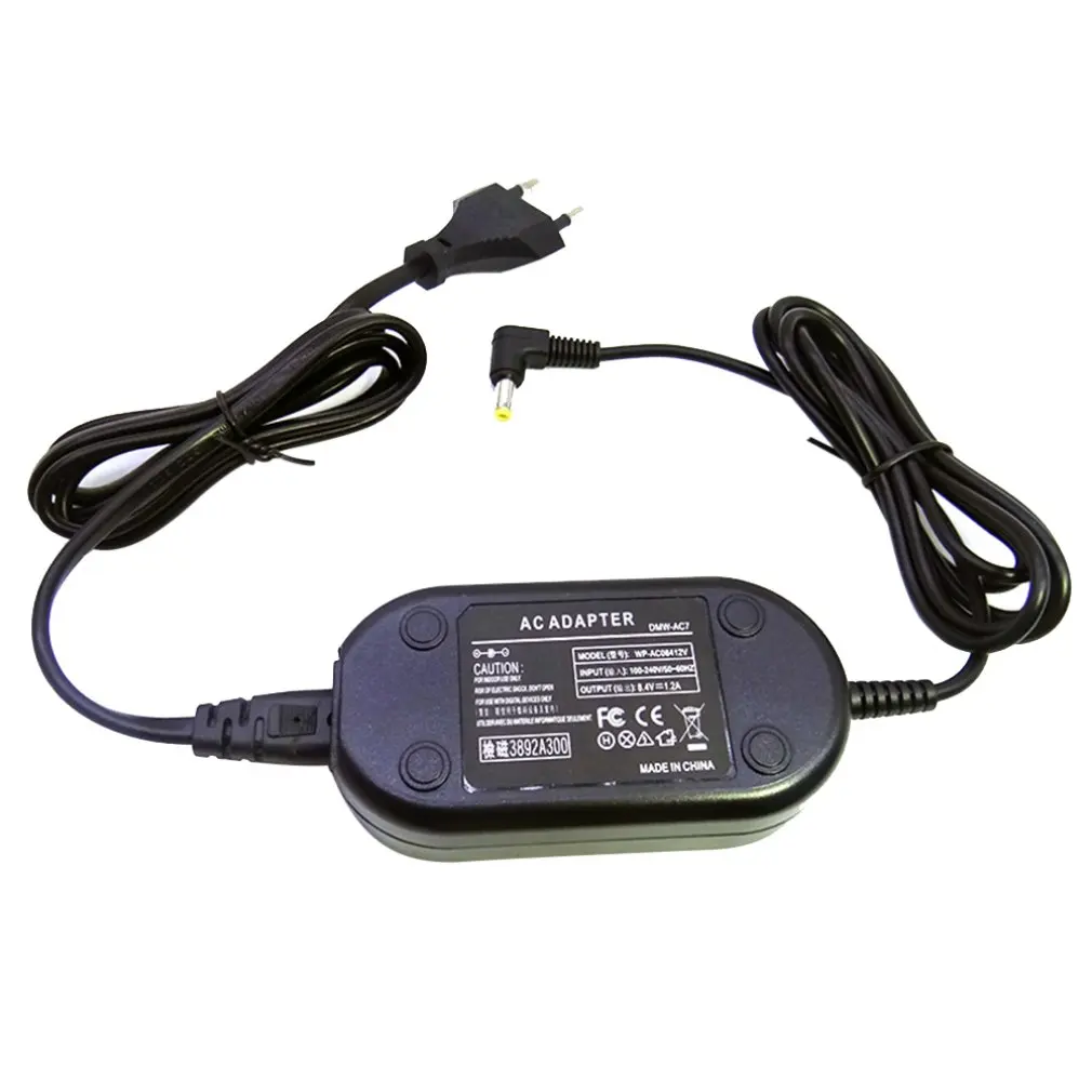 Power Supply Adapter Charger Cord Cable Kit Black Durable DMW-AC7 DMW-AC7GK for Panasonic Lumix DMC-FZ50, DMCFZ50