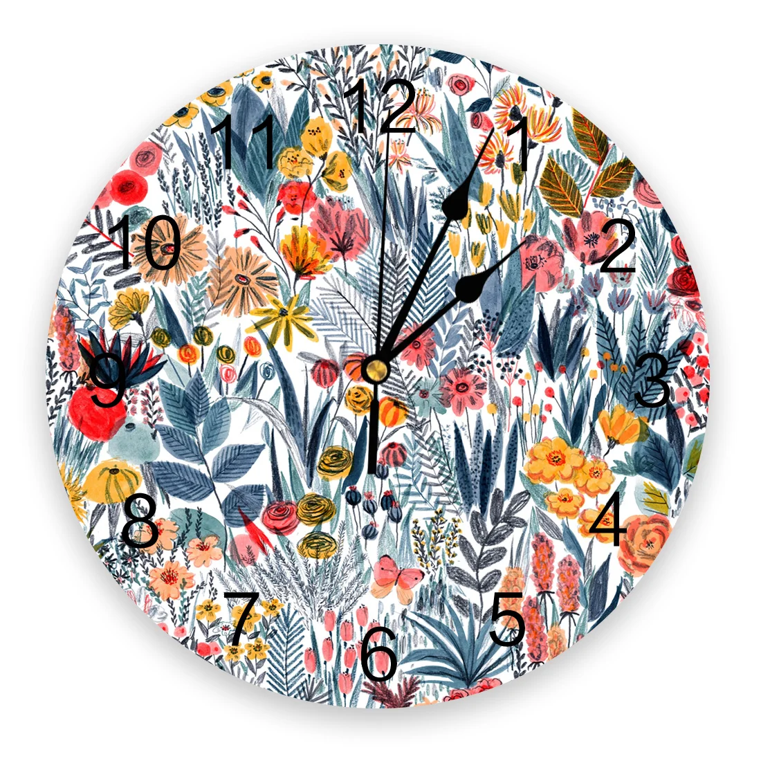Flowers Wall Clock Home Decor Bedroom Silent Oclock Watch Wall for