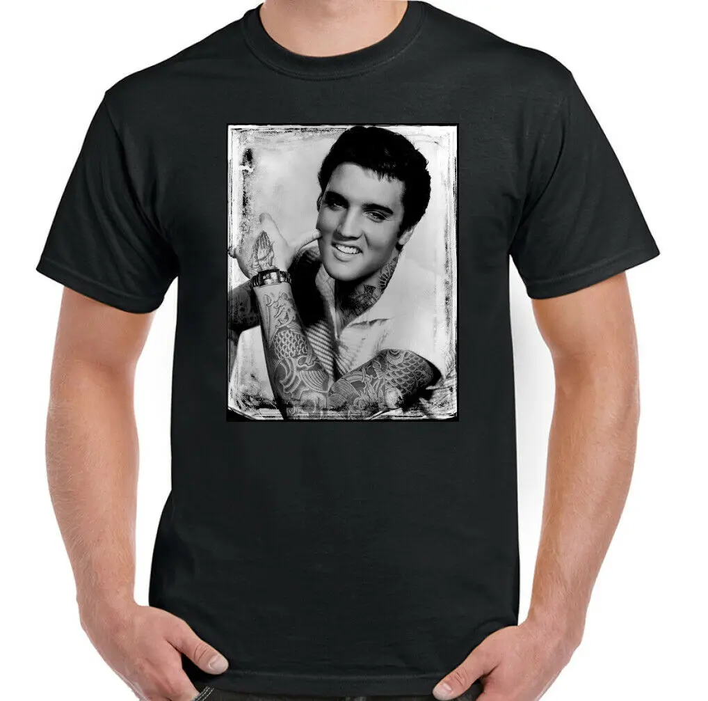 Elvis Presley With Tattoos Mens Funny Music T-Shirt Rock n Roll Fashion Top 2019 New Men top tee | Мужская одежда