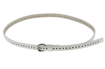 

White Charming Pin Buckle Women's Openwork PU Slender Belt