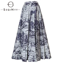 ^^Best Offers SEQINYY 100% Cotton Skirt 2020 Summer Spring New Fashion Design High Quality Bird Flowers Printed Blue Long A-line ^^Best Offers SEQINYY 100% Cotton Skirt 2020 Summer Spring New Fashion Design High Quality Bird Flowers Printed Blue Long A-line