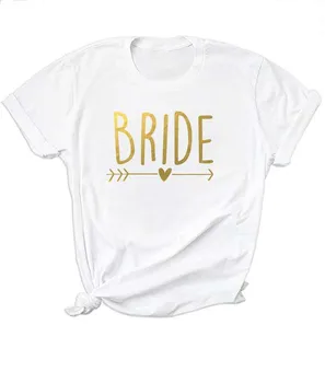 

2020 Bride Party Unisex Top Female T-shirt Harajuku Bride Squad Arrow Heart Clothing Women's T-shirts O-neck Ladies Tops Shirts