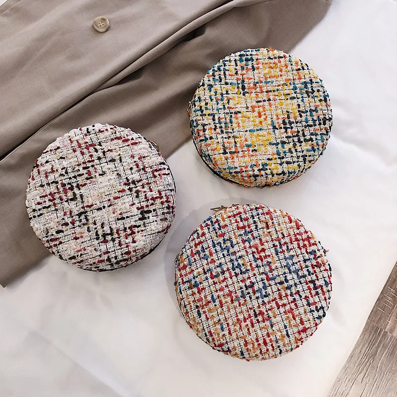 

2020 New Style Non-mainstream Bag Women's Woolen Cloth Chain Shoulder Bag INS Fashion Korean-style Weaving Shoulder Small round