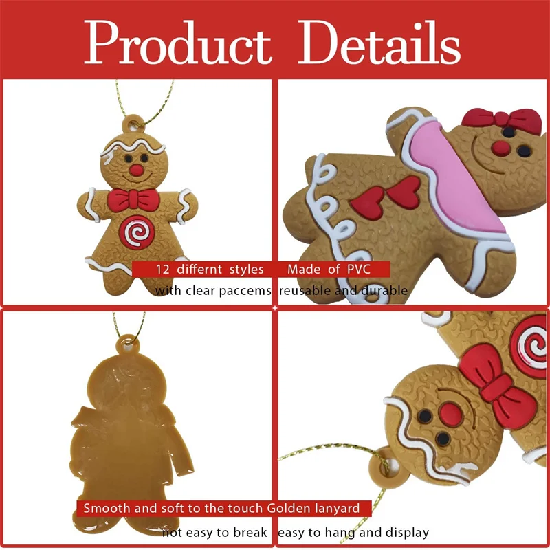 1 Set Gingerbread Man Ornaments for xmas Tree Decorations,Tall Gingerman Hanging Charms Xmas Tree Ornament Holiday Decor