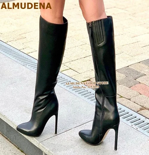 tall leather high heel boots