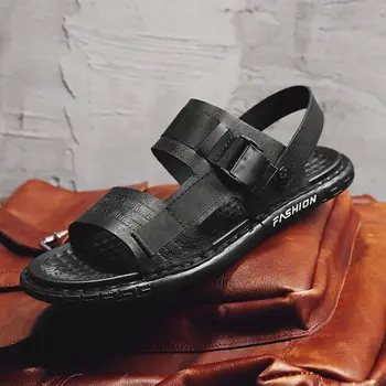 

ARUONET New Arrival Beach Fashion Hard-Wearing Sandals Comfy Men Sandals Leather Street Style Sandals Men Zapatos De Hombre