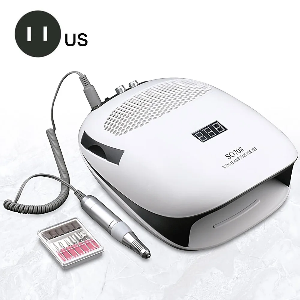 3-in-1 US plug 3-в-1 лампа для ногтей& Фрезер для ногтей, фрезер для маникюра и ногтей пыли пылесоса, маникюр, машинка для маникюра с 2 Вентилятор охлаждения Маникюрный Инструмент пылесборник - Цвет: 3-in-1 US plug