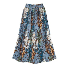 Женские миди юбки с высокой талией для похудения средней длины с принтом плиссированные длинные юбки