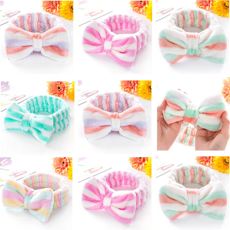 2019 New Arrival Women Head Wrap Soft Coral Fleece Makeup Headband Washing Face Turban Bow Hairband Hair Turban 1111